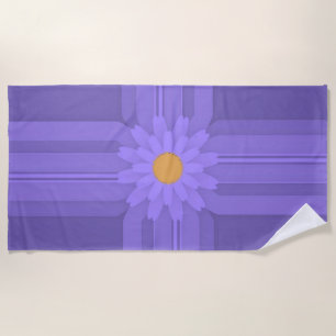 Simple Purple Flower on Cross Modern Beach Towel