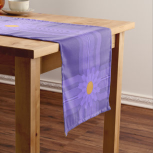 Simple Purple Flower on Cross Modern Long Table Runner