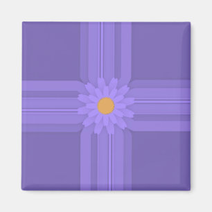 Simple Purple Flower on Cross Modern Magnet