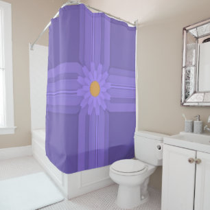 Simple Purple Flower on Cross Modern Shower Curtain