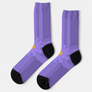 Simple Purple Flower on Cross Modern Socks