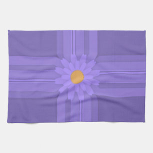 Simple Purple Flower on Cross Modern Tea Towel