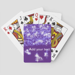 Simple purple glitter sparkle stars add your text playing cards