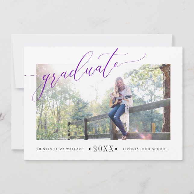 Simple Purple Graduation Announcements (Front)