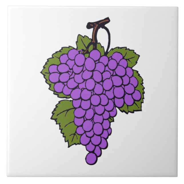 Simple Purple Grape Fruit Food Wine Tile (Front)