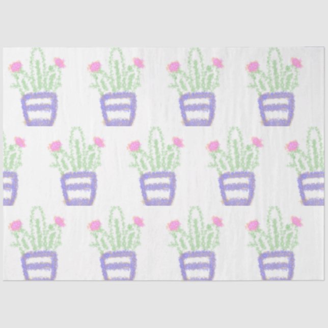 Simple purple green cactus glitter sparkle custom  tissue paper (Front)