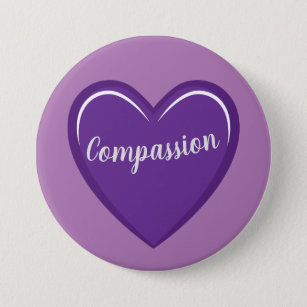 Simple Purple Heart Graphic with Compassion Text 7.5 Cm Round Badge