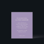 Simple Purple Modern Budget Wedding Invitation<br><div class="desc">Modern wedding invitations featuring a clean and simple design with bold fonts.</div>