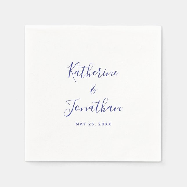 Simple Purple Modern Script Calligraphy Wedding Napkin (Front)