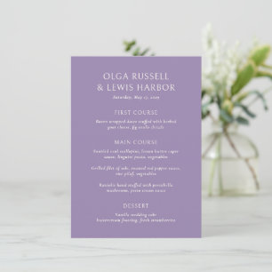 Simple Purple Modern Wedding Menu