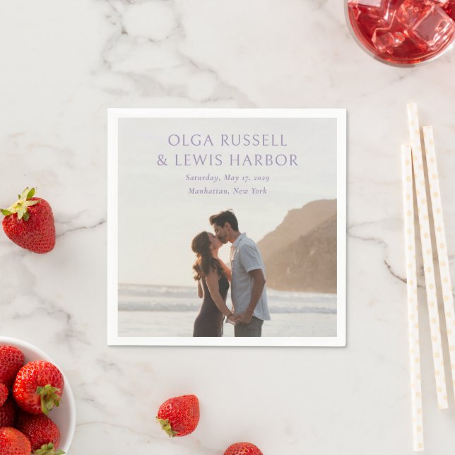 Simple Purple Modern Wedding Napkin (Insitu)