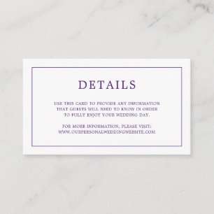 Simple Purple Monogram Elegant Wedding Enclosure Card