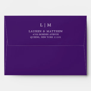 Simple Purple Monogram Elegant Wedding Envelope