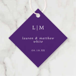 Simple Purple Monogram Elegant Wedding Favour Tags