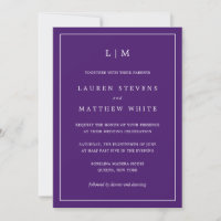 Simple Purple Monogram Elegant Wedding