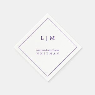 Simple Purple Monogram Elegant Wedding Napkin