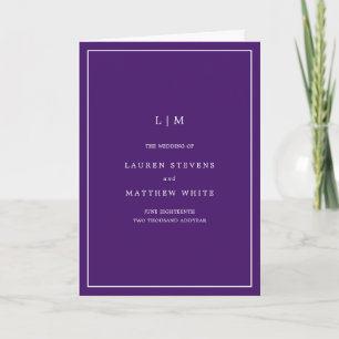 Simple Purple Monogram Elegant Wedding Programme