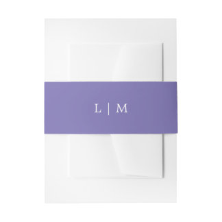 Simple Purple Monogram Minimal Elegant Wedding Invitation Belly Band
