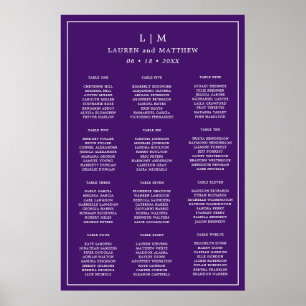 Simple Purple Monogram Wedding Seating Chart