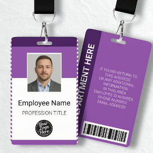Simple Purple Professional Identification Badge ID Badge