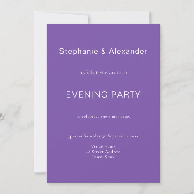 Simple Purple QR Evening Party Invitation (Front)