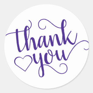 Simple Purple Script   Grape Passion Thank You Classic Round Sticker