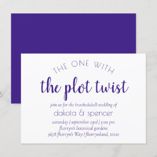 Simple Purple Script   One with Wedding Plot Twist Invitation
