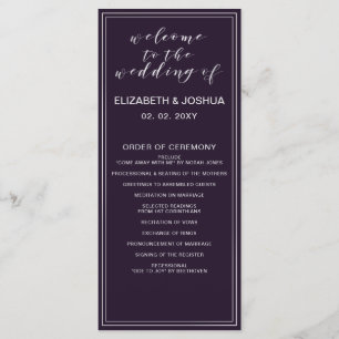 Simple Purple Silver Wedding programs Programme