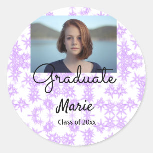 simple purple sparkle glitter graduate add your  t classic round sticker