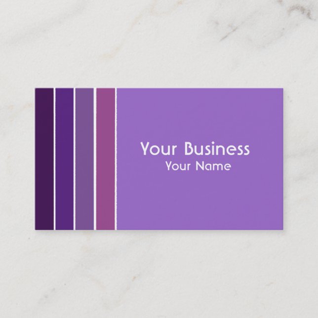 Simple purple stripe customisable business cards (Front)