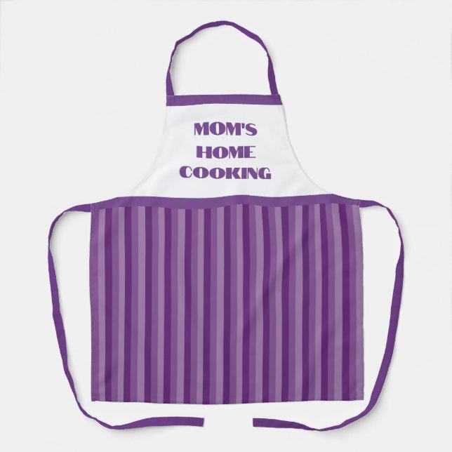 Simple Purple Stripe Mum's Home Cooking Apron (Front)
