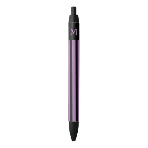Simple Purple Striped Initial Black Ink Pen