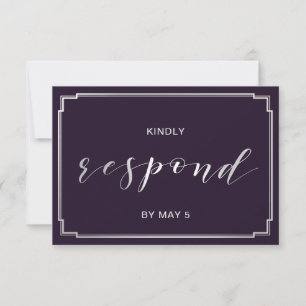 Simple Purple Wedding rsvp Card