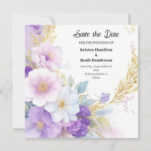 Simple Purple Wedding Save the Date Card