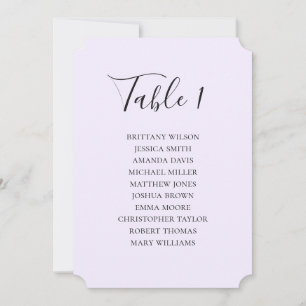 Simple purple wedding seating chart. Modern script Invitation
