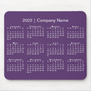 Simple Purple White 2022 Calendar Company Name Mouse Pad
