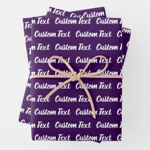Simple Purple White Cursive Script Text Pattern Wrapping Paper Sheet