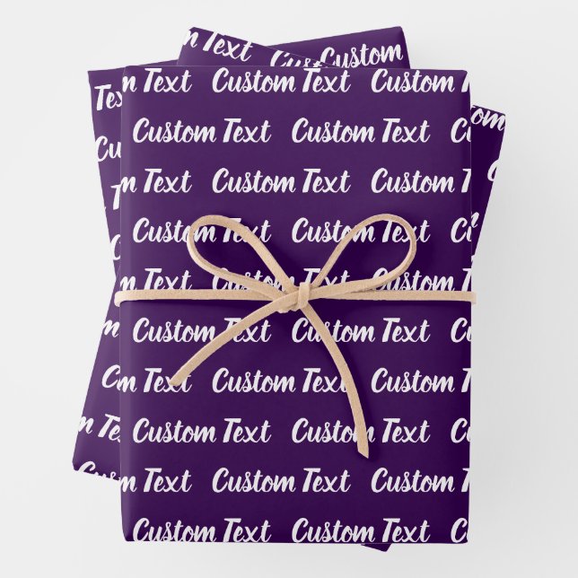 Simple Purple White Cursive Script Text Pattern Wrapping Paper Sheet (In situ)