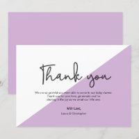 Simple Purple white Modern Baby Shower Thank You