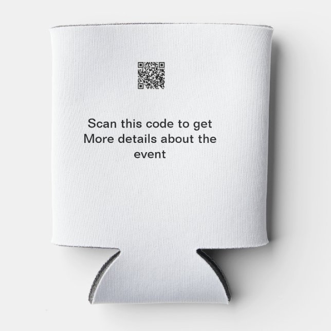 Simple Q R code scan business event template atext Can Cooler (Front)