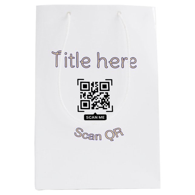 Simple Q R code scan business event template atext Medium Gift Bag (Front)