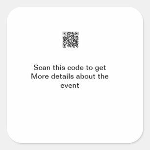 Simple Q R code scan business event template atext Square Sticker