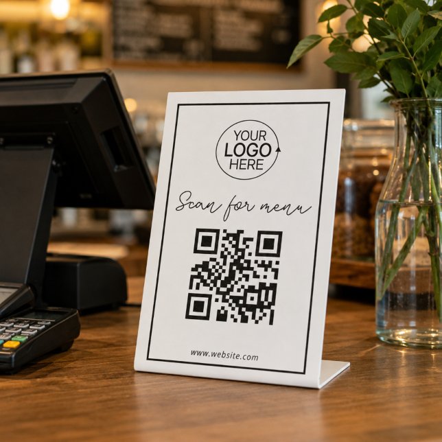 Simple QR Code Add Logo Contactless Menu Script Pedestal Sign (Simple QR Code Add Logo Contactless Menu Script Pedestal Sign)