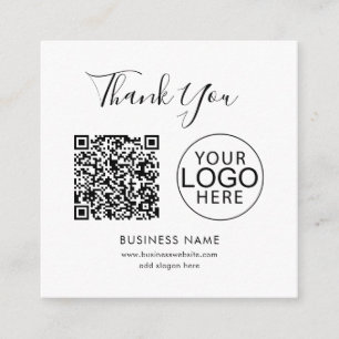 Simple QR Code and Business Logo Thank You Enclosure Card