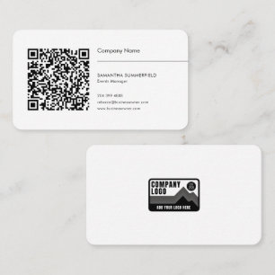 Simple QR Code and Company Logo Business Card