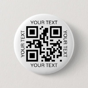 Simple QR Code and Custom Text Promotional 6 Cm Round Badge