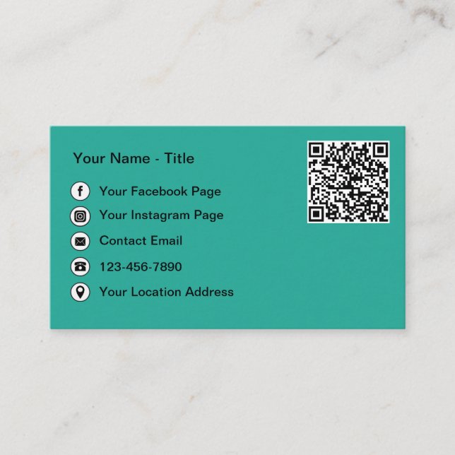 Simple QR Code And Social Media Contact Cards (Front)