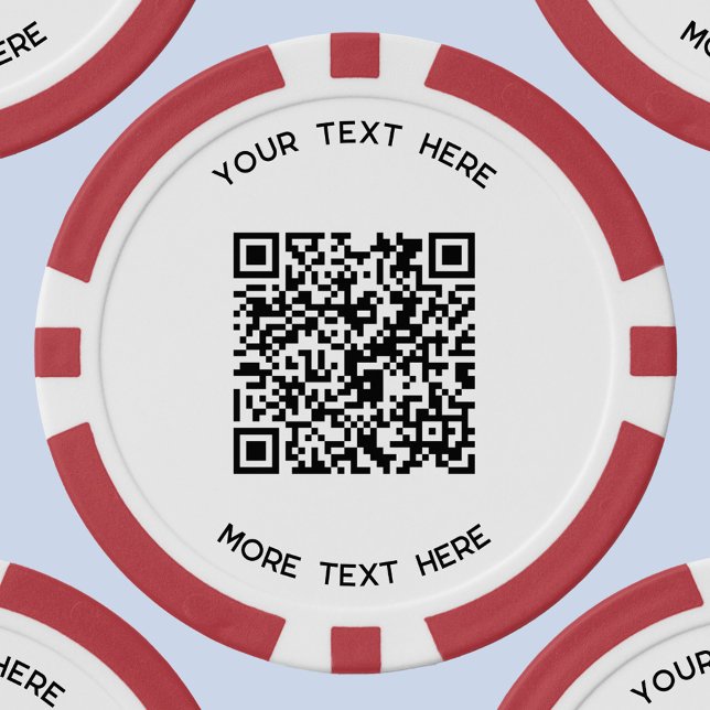 Simple QR Code and Text Business Promotional Poker Chips (custom text and QR code business promotional poker chip)