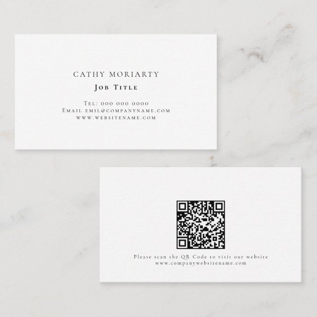 Simple QR Code Any Profession Any Colour Business Card (Front/Back)