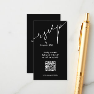 Simple QR Code Black Wedding Enclosure Card